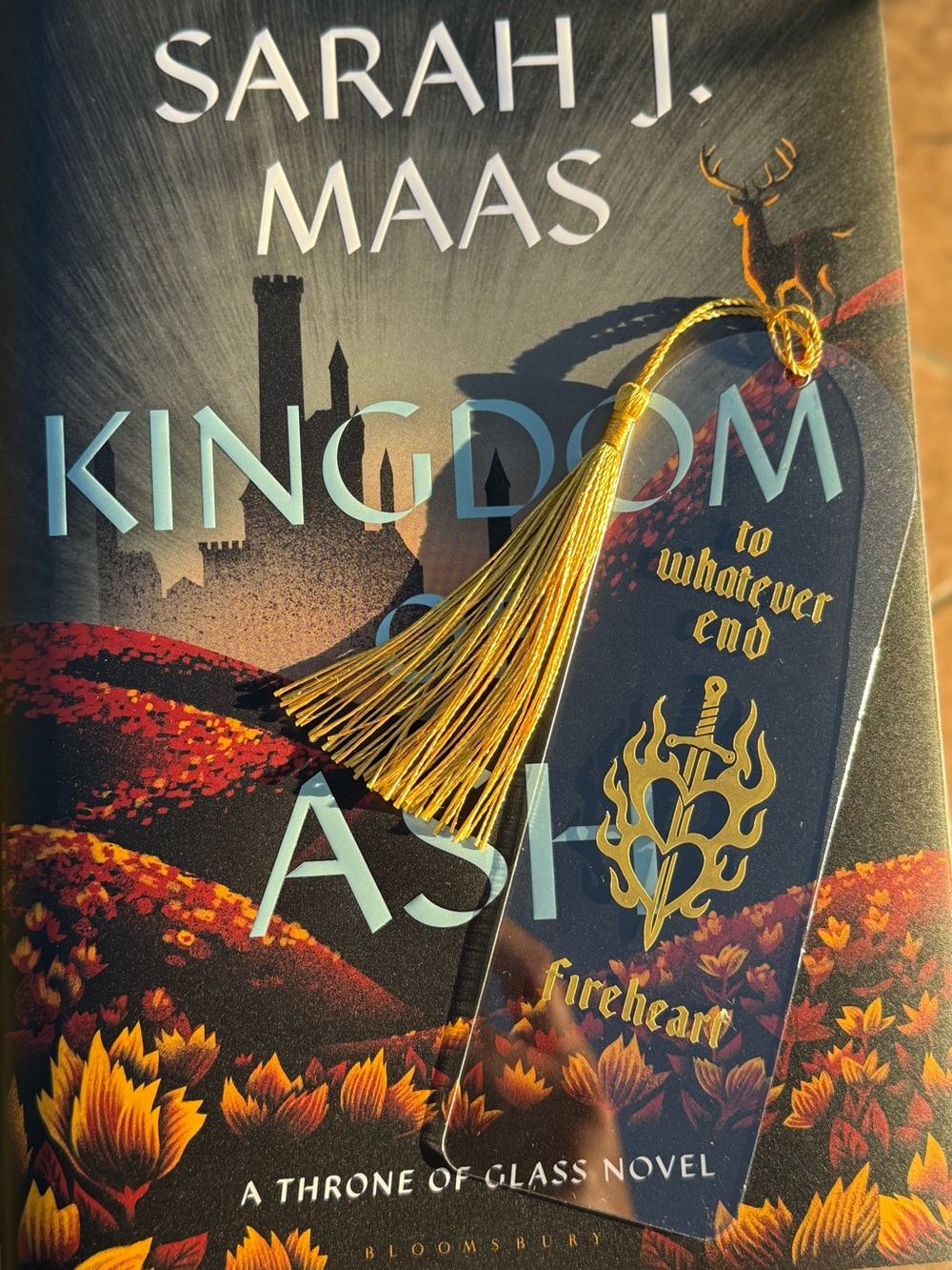 Kingdom of Ash “To Whatever End Fireheart” Gold Tassel Bookmark